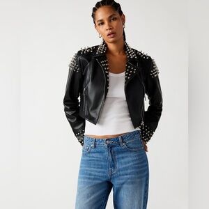 Nwt steve madden Studded Black faux Leather Jacket